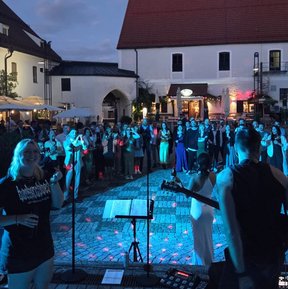 No Idea auf der Bühne bei einer Hochzeit in der Nähe von München